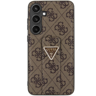 Guess GUHCS24SPGS4TDW S24 S921 brown/brown hardcase Grip Stand 4G Triangle Strass