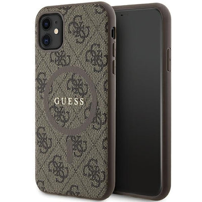 Guess GUHMN61G4GFRW iPhone 11 6.1" / Xr brown/brown hardcase 4G Collection Leather Metal Logo MagSafe
