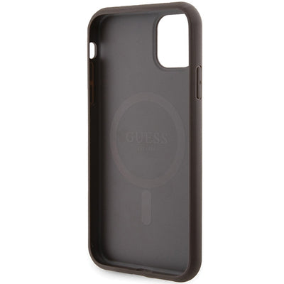 Guess GUHMN61G4GFRW iPhone 11 6.1" / Xr brown/brown hardcase 4G Collection Leather Metal Logo MagSafe
