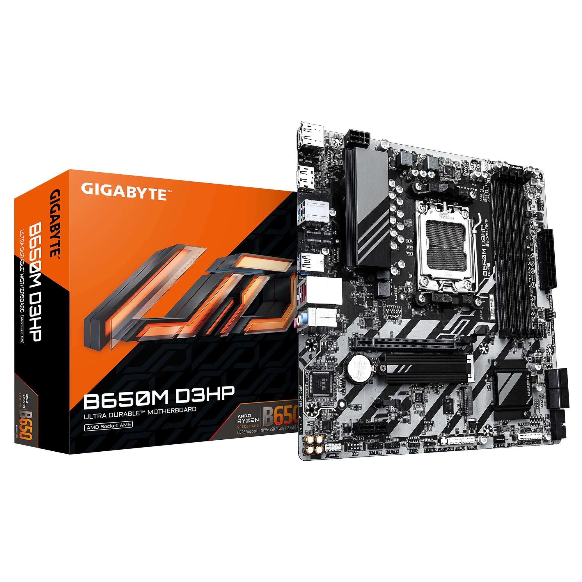 Mainboard GIGABYTE AMD B650 SAM5 Micro-ATX Memory DDR5 Memory slots 4 B650MD3HP1.3