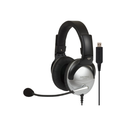 Koss | Gaming headphones | SB45 USB | Wired | On-Ear | Microphone | Silver/Black | Noise canceling