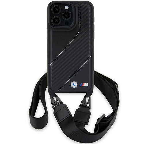 BMW M Edition Carbon Stripe & Strap case for iPhone 15 Pro - black