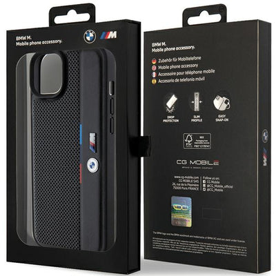 BMW Perforated Tricolor Line case for iPhone 15 Plus / 14 Plus - black