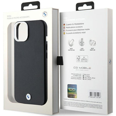 BMW Signature Wrapped Metal MagSafe case for iPhone 15 Plus / 14 Plus - black