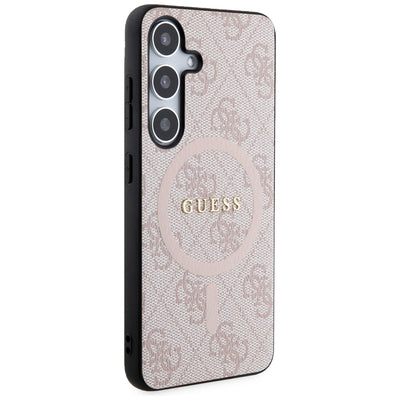 Guess 4G Collection Leather Metal Logo MagSafe Case for Samsung Galaxy S24 - Pink