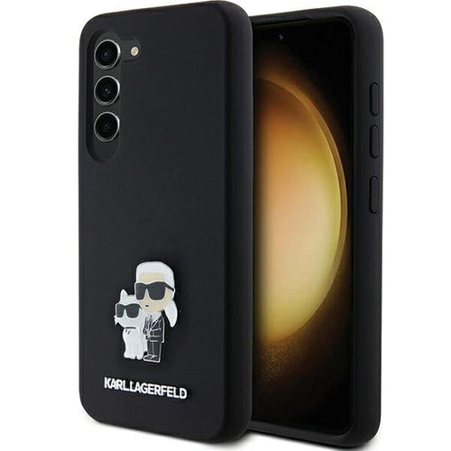 Karl Lagerfeld Silicone Karl&Choupette Metal Pin case for Samsung Galaxy S23 - black