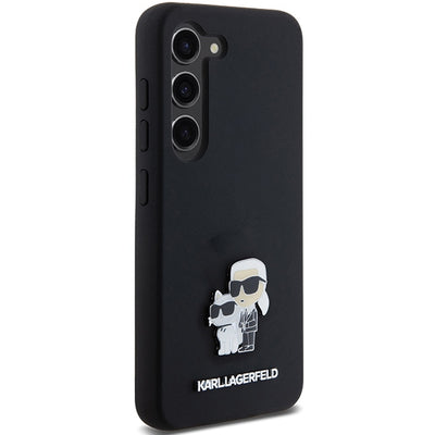 Karl Lagerfeld Silicone Karl&Choupette Metal Pin case for Samsung Galaxy S23 - black