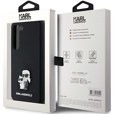 Karl Lagerfeld Silicone Karl&Choupette Metal Pin case for Samsung Galaxy S23 - black