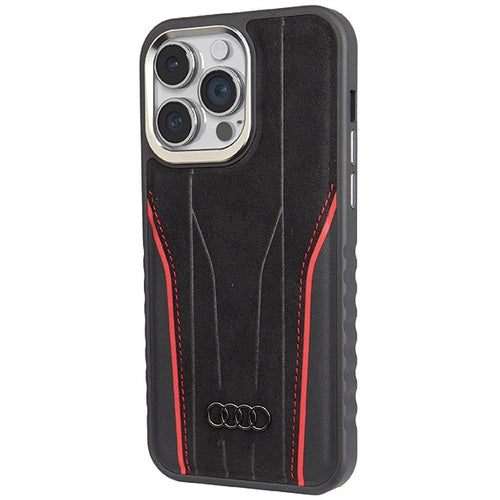 Audi Genuine Leather case with MagSafe for iPhone 14 Pro Max - black and red