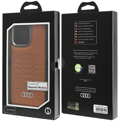 Audi Synthetic Leather case with MagSafe for iPhone 15 Pro Max - brown