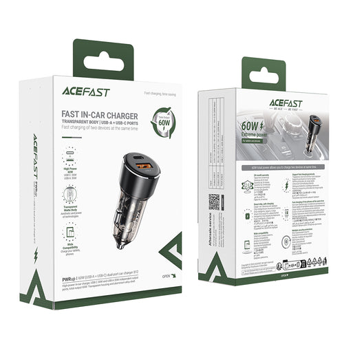 Acefast B12 car charger 60W USB-A / USB-C - black