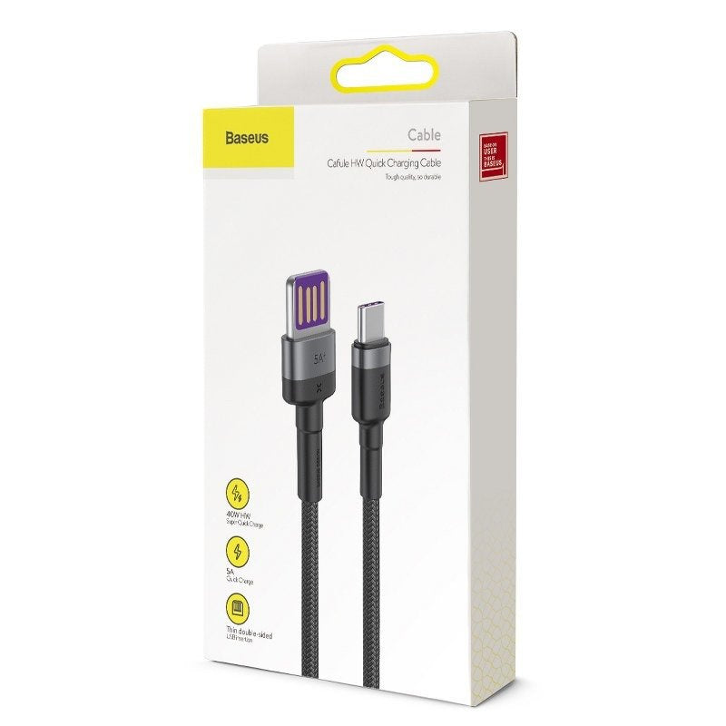 Baseus Cafule USB-C Cable Huawei SuperCharge, QC 3.0, 5A 1m (Black+Gray) - Product Image 10