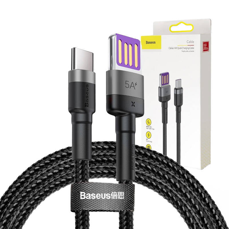 Baseus Cafule USB-C Cable Huawei SuperCharge, QC 3.0, 5A 1m (Black+Gray) - Product Image 11