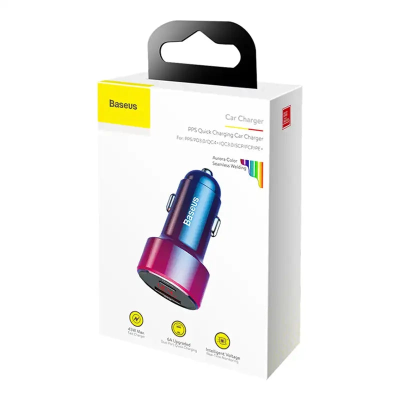 Baseus Magic USB + USB-C QC 4.0 PD 45W car charger (red-blue). - Product Image 6