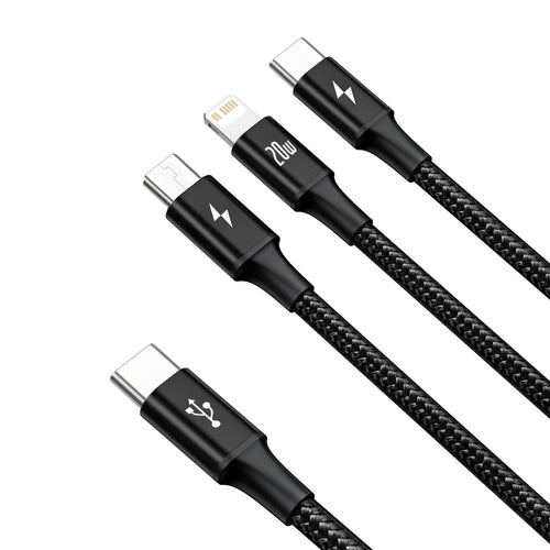 Baseus Rapid Series 3in1 USB-C - USB-C / Lightning / micro USB cable 20W PD 1.5m - black