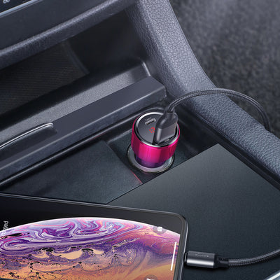 Baseus Magic Series PPS USB-C / USB-A 45W PD QC 5A car charger - pink and blue