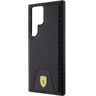 Ferrari Carbon Stitched Bottom case for Samsung Galaxy S24 Ultra - black