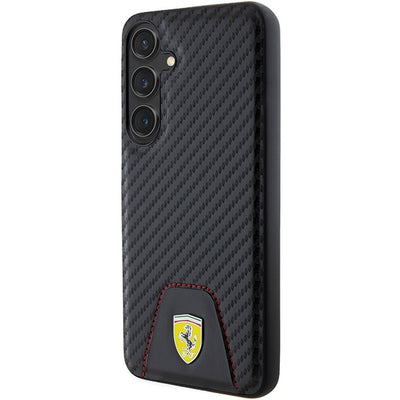 Ferrari Carbon Stitched Bottom case for Samsung Galaxy S24+ - black