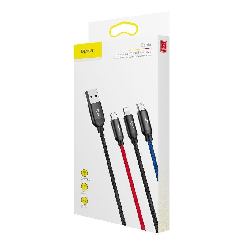 Baseus 3in1 Cable USB-C / Lightning / Micro 3,5A 0,3m (Black) - Product Image 11