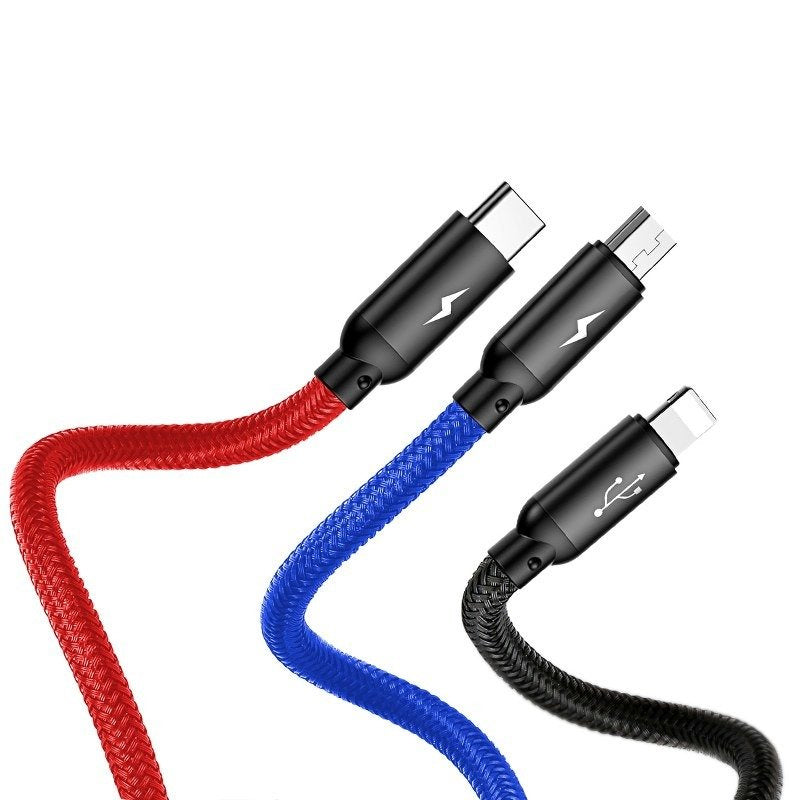 Baseus 3in1 Cable USB-C / Lightning / Micro 3,5A 0,3m (Black) - Product Image 4