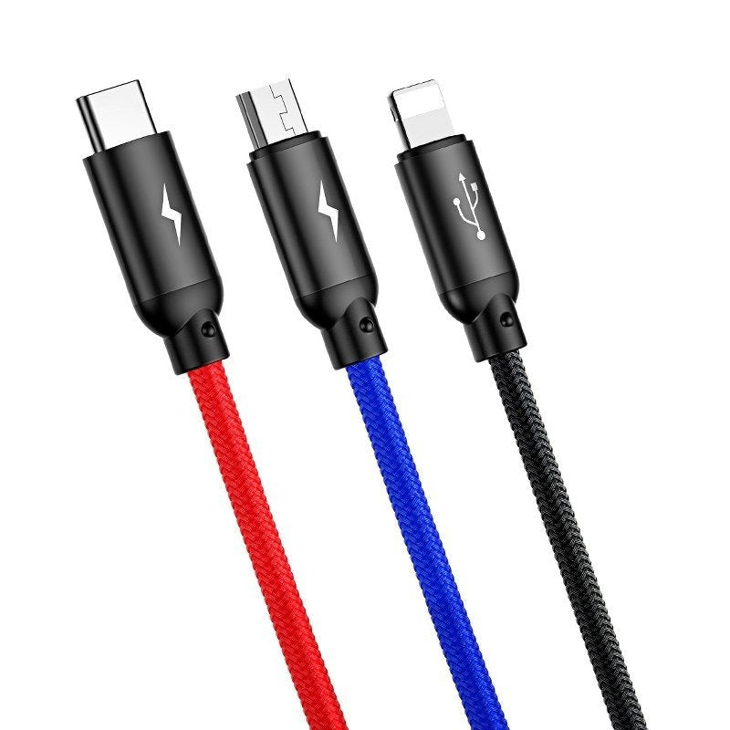 Baseus 3in1 Cable USB-C / Lightning / Micro 3,5A 0,3m (Black) - Product Image 3