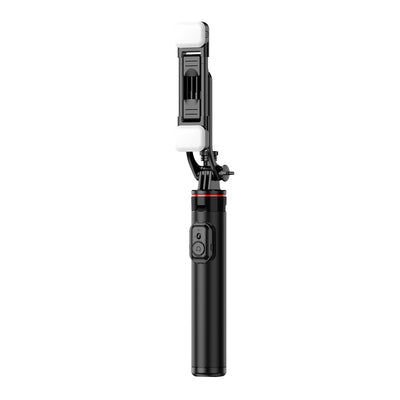Selfie stick WC12YDS 1.3m aluminum alloy telescopic tripod with dual lamp and phone holder - black — Hurtel