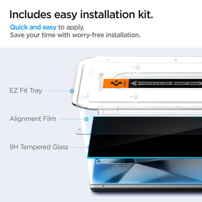 Spigen Glas.tR EZ Fit Privacy Tempered Glass for Samsung Galaxy S24 Ultra - 2 pcs.