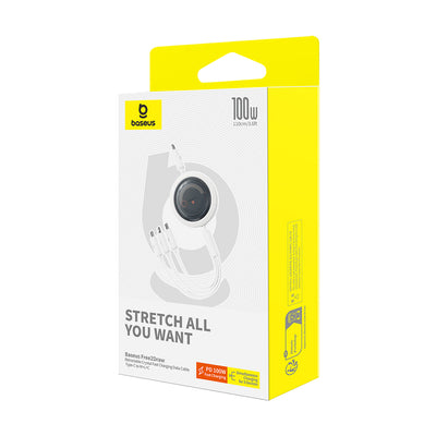 Baseus Free2Draw CB000084 retractable USB-C - Lightning / USB-C / micro USB cable 100W 1.1m - white