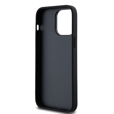 DKNY Leather Checkered Mono Pattern & Printed Stripes Case for iPhone 14 Pro Max - Black