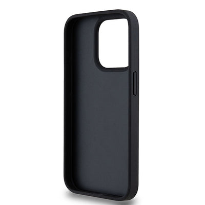 DKNY Leather Checkered Mono Pattern & Printed Stripes iPhone 15 Pro Case - Black