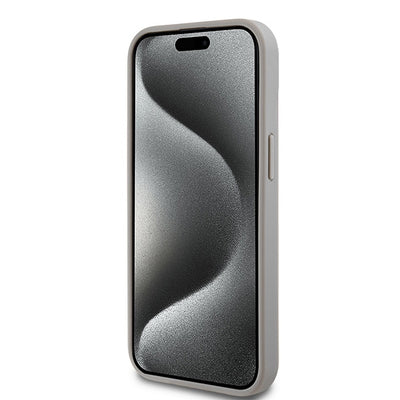 DKNY Leather Mono Stripe & Metal Logo case for iPhone 15 / 14 / 13 - beige