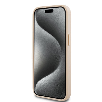 DKNY Leather Mono Stripe & Metal Logo case for iPhone 15 / 14 / 13 - pink