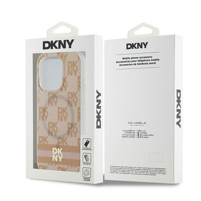 DKNY IML Checkered Mono Pattern & Printed Stripes MagSafe case for iPhone 13 Pro Max - pink