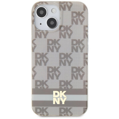 DKNY IML Checkered Mono Pattern & Printed Stripes MagSafe case for iPhone 15 / 14 / 13 - beige