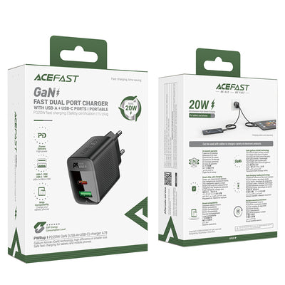 Acefast A78 Charger Network GaN USB-A / USB-C PD 20W - Black
