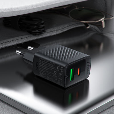 Acefast A78 Charger Network GaN USB-A / USB-C PD 20W - Black