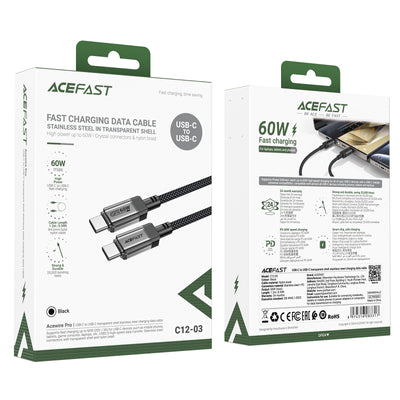Acefast C12 USB-C / USB-C PD cable 60W 480Mb/with nylon braid - black