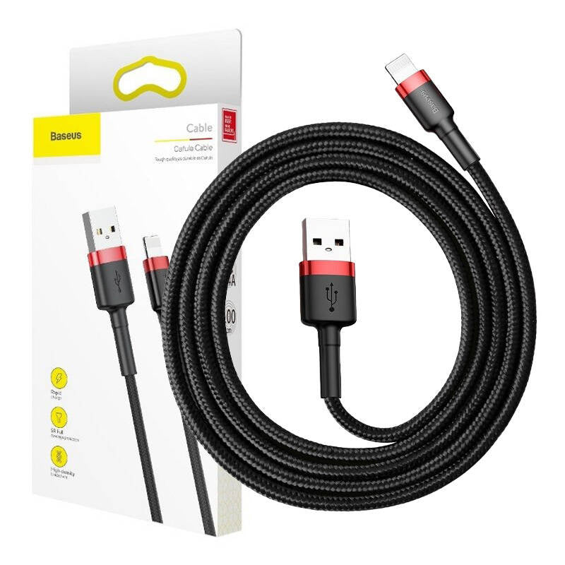 Baseus Cafule USB Lightning Cable 2.4A 1m (Red+Black) - Product Image 11