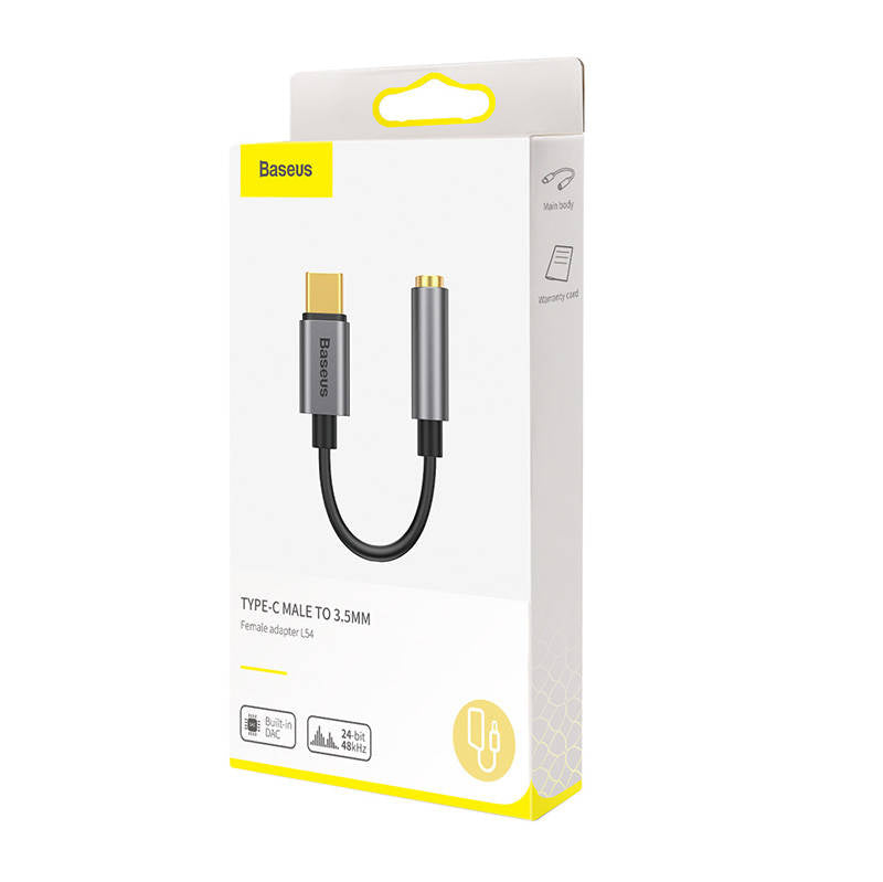 Baseus L54 Audio Adapter USB-C + mini jack 3,5mm (Black+Gray) - Product Image 6