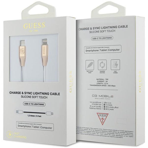 Guess Ebossed Logo USB-C / Lightning cable 1.5m fast charging - gold