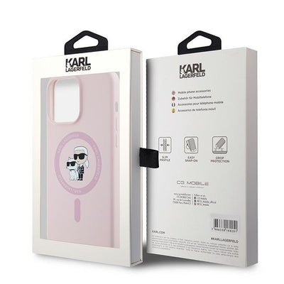 Karl Lagerfeld Silicone Karl&Choupette MagSafe Case for iPhone 15 Pro - Pink