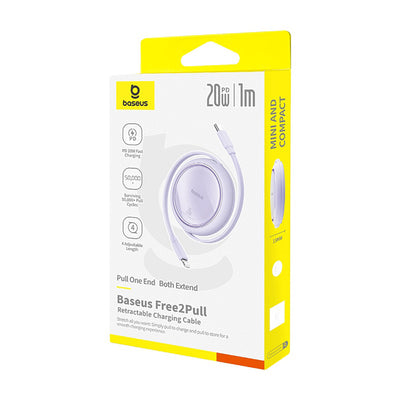 Baseus Free2Pull Cable Retractable USB-C / Lightning 20W 1m - Purple