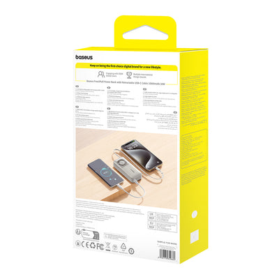Baseus Free2Pull 10000mAh 30W powerbank with USB-C port and retractable USB-C cable - gray