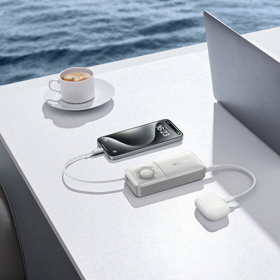 Baseus Free2Pull 10000mAh 30W powerbank with USB-C port and retractable USB-C cable - gray