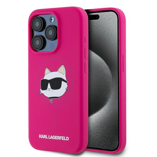 Karl Lagerfeld Silicone Choupette Head MagSafe case for iPhone 15 Pro - pink