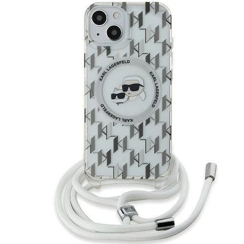 Karl Lagerfeld IML Crossbody Monogram Karl & Choupette Head MagSafe Case for iPhone 15 / 14 / 13 - Transparent