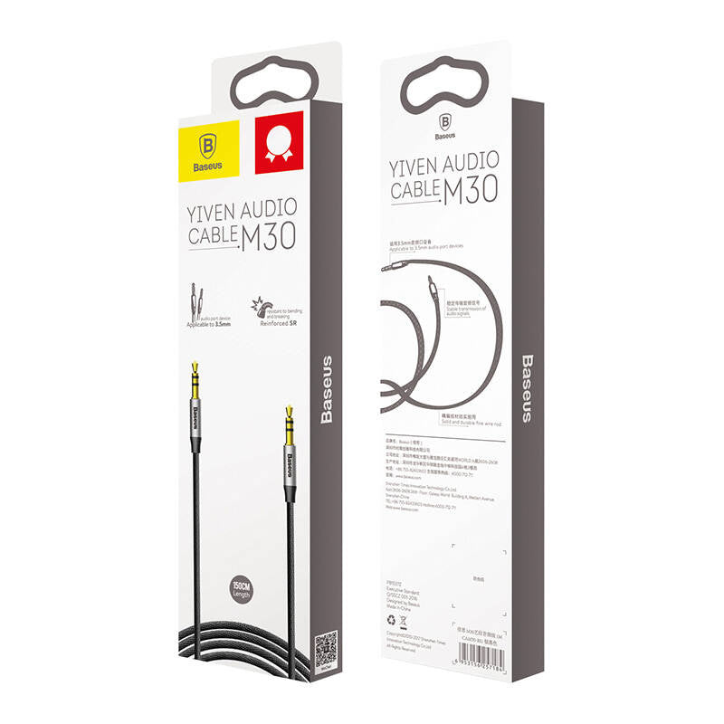 Baseus Yiven Audio Cable Cable 3.5 male Audio M30 1.5M Silver+ Black - Product Image 10