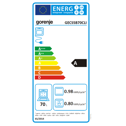 Gorenje | Cooker | GECS5B70CLI | Hob type Vitroceramic | Oven type Electric | Beige | Width 50 cm | Depth 59.4 cm | Ener