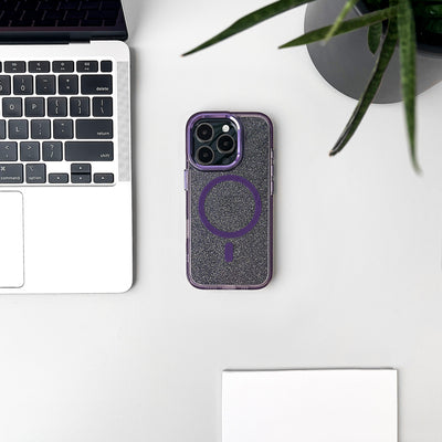Glitter Case MagSafe for iPhone 16 Plus - purple with glitter — Hurtel