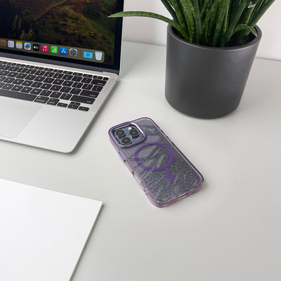 Glitter Case MagSafe for iPhone 16 Pro - purple with glitter — Hurtel